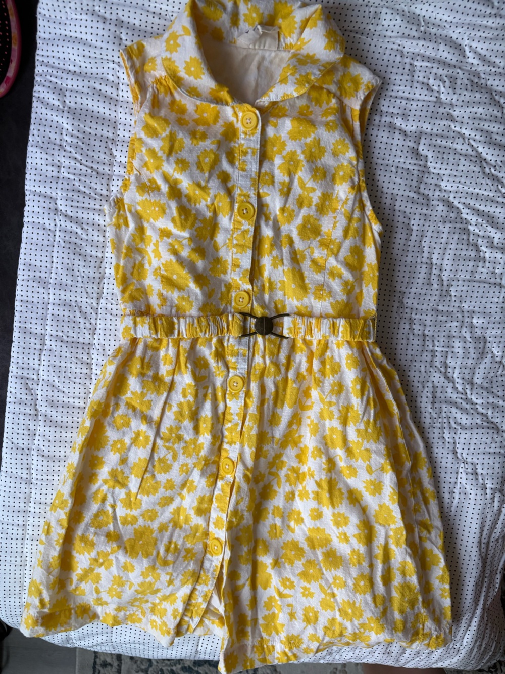 Mini Boden White Dress with Yellow Daisy Print